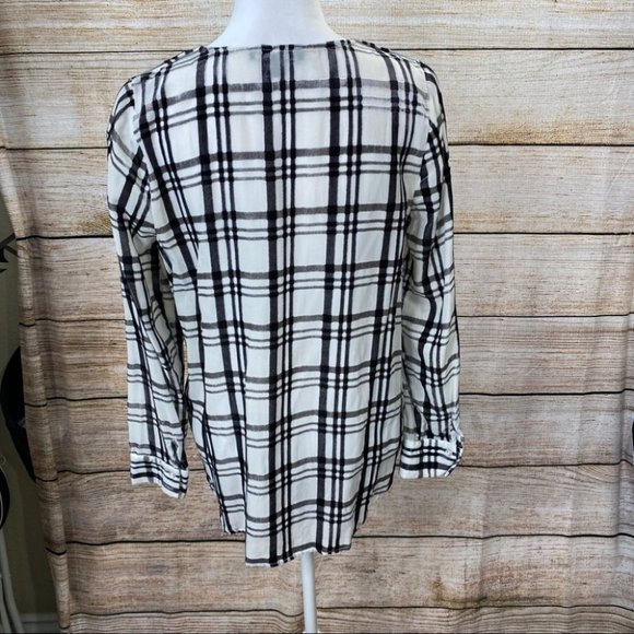 INC windowpane Faux Wrap Long Sleeve Blous… - Picture 6 of 8